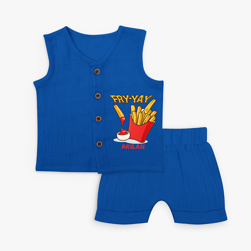 Fry-Yay - French Fries Addict Jabla  Set For Babies - MIDNIGHT BLUE - 0 - 3 Months Old (Chest 9.8")