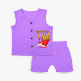 Fry-Yay - French Fries Addict Jabla  Set For Babies - PURPLE - 0 - 3 Months Old (Chest 9.8")