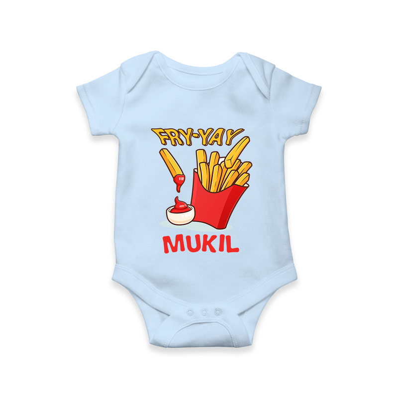 Fry-Yay Romper/onesie | Personalized Baby Romper/onesie for Fun Fridays - BABY BLUE - New Born (Chest 14")