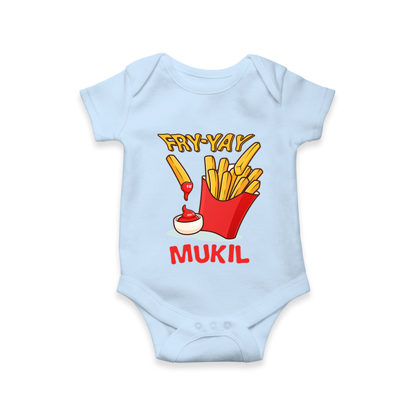 Fry-Yay Romper/onesie | Personalized Baby Romper/onesie for Fun Fridays - BABY BLUE - New Born (Chest 14")