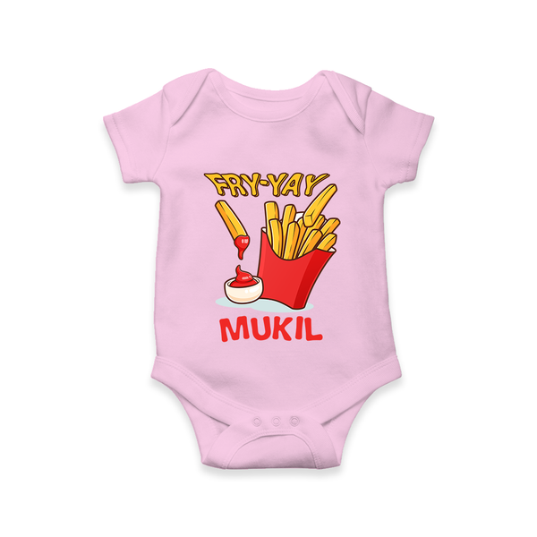 Fry-Yay Romper/onesie | Personalized Baby Romper/onesie for Fun Fridays - BABY PINK - New Born (Chest 14")