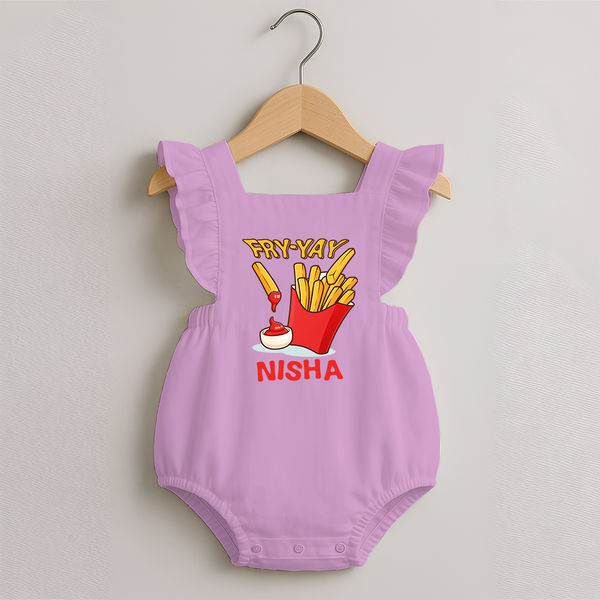Fry-Yay Romper Frock | Personalized Baby Romper Frock for Fun Fridays - BABY PINK - 0 - 3 Months Old (Chest 19")