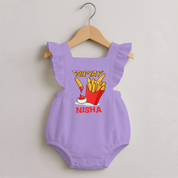 Fry-Yay Romper Frock | Personalized Baby Romper Frock for Fun Fridays - LILAC - 0 - 3 Months Old (Chest 19")