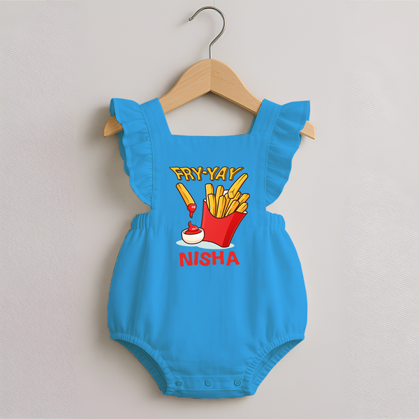 Fry-Yay Romper Frock | Personalized Baby Romper Frock for Fun Fridays - SKY BLUE - 0 - 3 Months Old (Chest 19")