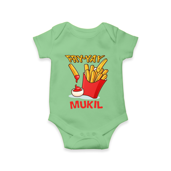 Fry-Yay Romper/onesie | Personalized Baby Romper/onesie for Fun Fridays - GREEN - New Born (Chest 14")