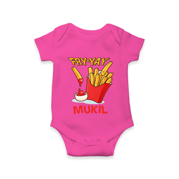 Fry-Yay Romper/onesie | Personalized Baby Romper/onesie for Fun Fridays - HOT PINK - New Born (Chest 14")