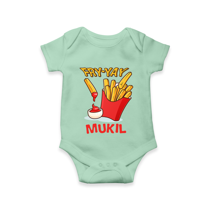 Fry-Yay Romper/onesie | Personalized Baby Romper/onesie for Fun Fridays - MINT GREEN - New Born (Chest 14")