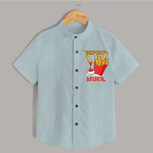 Fry-Yay Shirt | Personalized Baby Shirt for Fun Fridays - ARCTIC BLUE - 0 - 6 Months Old (Chest 23")