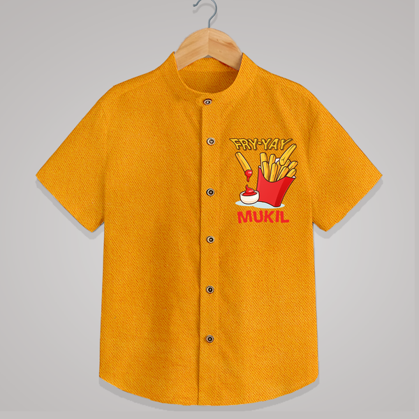 Fry-Yay Shirt | Personalized Baby Shirt for Fun Fridays - CHROME YELLOW - 0 - 6 Months Old (Chest 23")