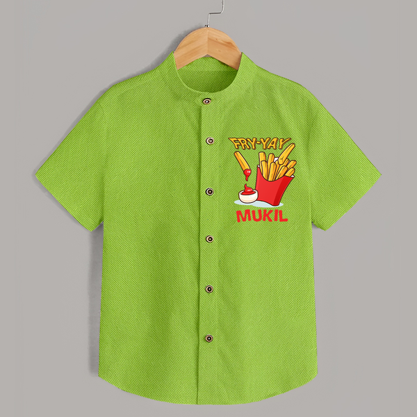 Fry-Yay Shirt | Personalized Baby Shirt for Fun Fridays - LIME GREEN - 0 - 6 Months Old (Chest 23")