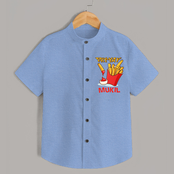 Fry-Yay Shirt | Personalized Baby Shirt for Fun Fridays - SKY BLUE - 0 - 6 Months Old (Chest 23")