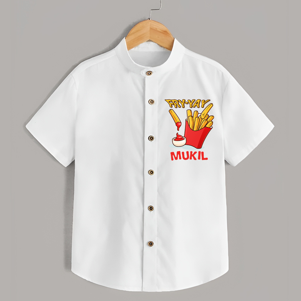 Fry-Yay Shirt | Personalized Baby Shirt for Fun Fridays - WHITE - 0 - 6 Months Old (Chest 23")