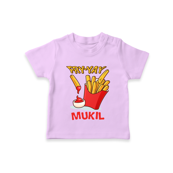 Fry-Yay T-shirt | Personalized Baby T-shirt for Fun Fridays - LILAC - 0-5 Months Old (Chest 17")