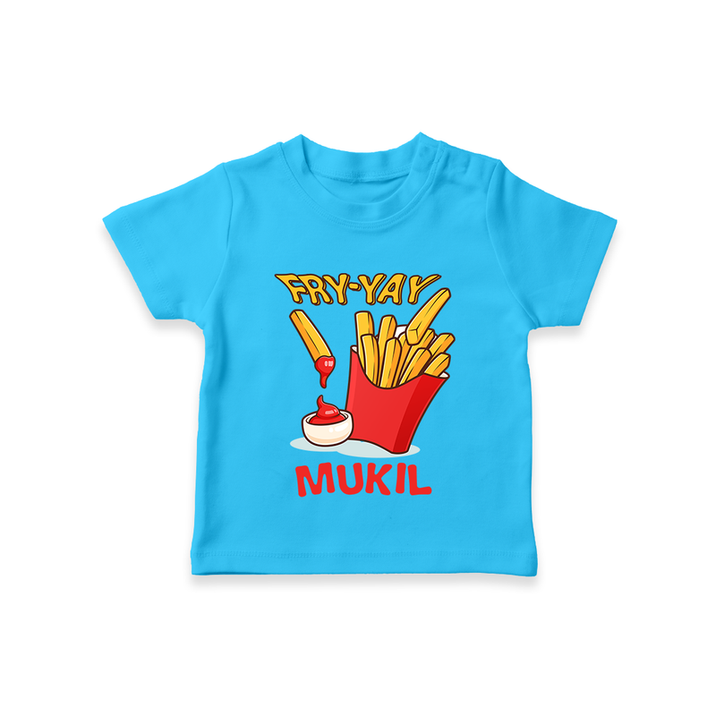 Fry-Yay T-shirt | Personalized Baby T-shirt for Fun Fridays - SKY BLUE - 0-5 Months Old (Chest 17")