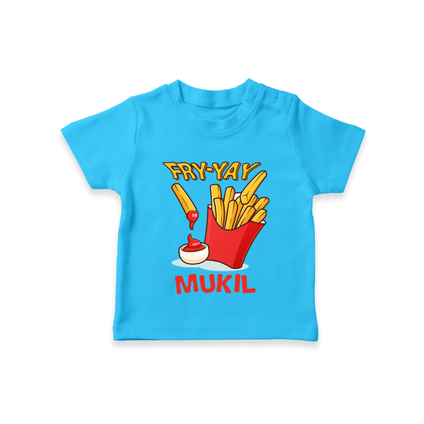 Fry-Yay T-shirt | Personalized Baby T-shirt for Fun Fridays - SKY BLUE - 0-5 Months Old (Chest 17")