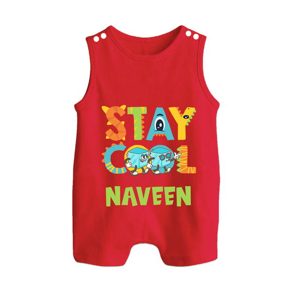 Stay Cool Romper Suit/Sleeveless Romper | Custom Baby Romper Suit/Sleeveless Romper for Chill Kids - RED - 0 - 5 Months Old (Chest 18")