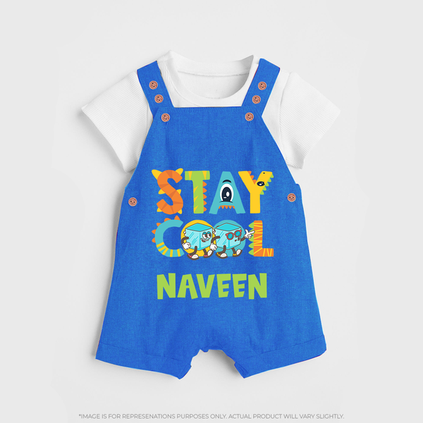 Stay Cool Dungaree Set | Custom Baby Dungaree Set for Chill Kids - COBALT BLUE - 0 - 5 Months Old (Chest 18")