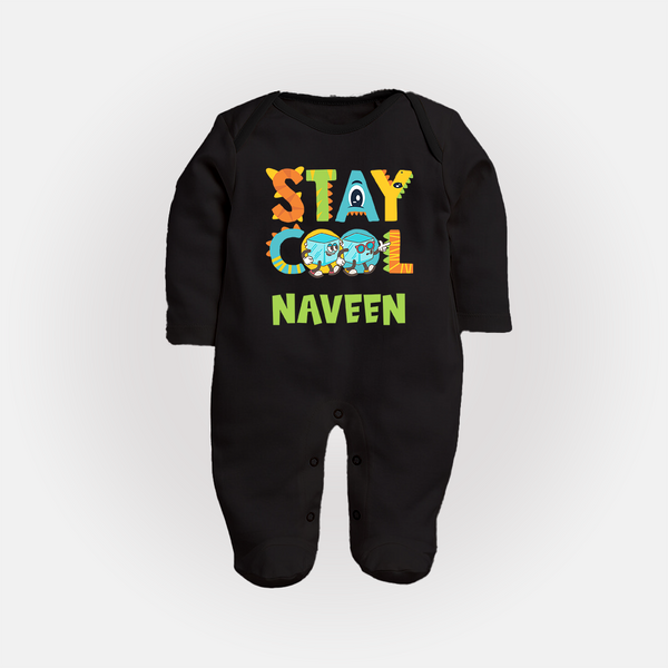 Stay Cool Sleep Suit/Full Sleeve Body Suit | Custom Baby Sleep Suit/Full Sleeve Body Suit for Chill Kids - BLACK - New Born (Chest 7.5")