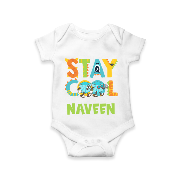 Stay Cool Romper/onesie | Custom Baby Romper/onesie for Chill Kids - WHITE - New Born (Chest 14")