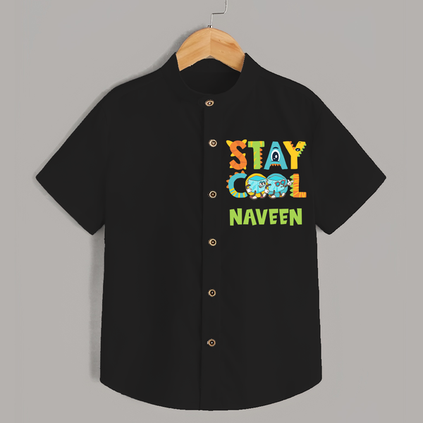 Stay Cool Shirt | Custom Baby Shirt for Chill Kids - BLACK - 0 - 6 Months Old (Chest 23")