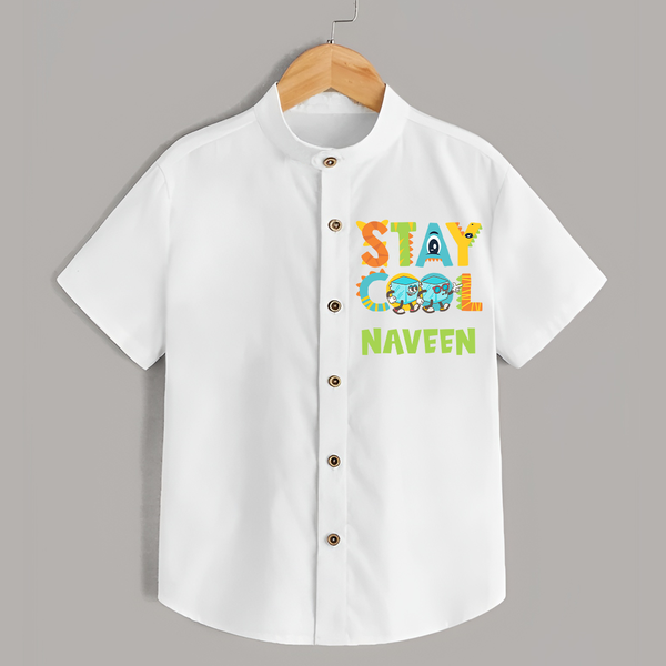 Stay Cool Shirt | Custom Baby Shirt for Chill Kids - WHITE - 0 - 6 Months Old (Chest 23")
