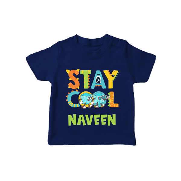 Stay Cool T-shirt | Custom Baby T-shirt for Chill Kids - NAVY BLUE - 0-5 Months Old (Chest 17")