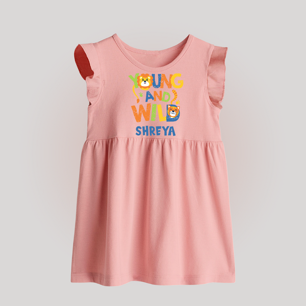 Young and Wild Baby Frock | Personalized Baby Frock for Adventurous Kids - BABY PINK - 0 - 3 Months Old (Chest 17")