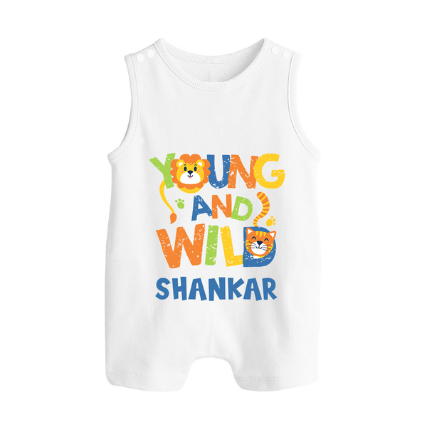 Young and Wild Romper Suit/Sleeveless Romper | Personalized Baby Romper Suit/Sleeveless Romper for Adventurous Kids - WHITE - 0 - 5 Months Old (Chest 18")