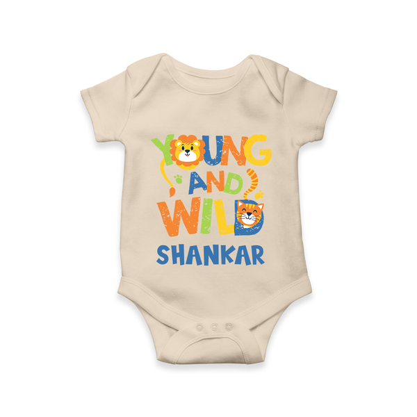 Young and Wild Romper/onesie | Personalized Baby Romper/onesie for Adventurous Kids - IVORY - New Born (Chest 14")