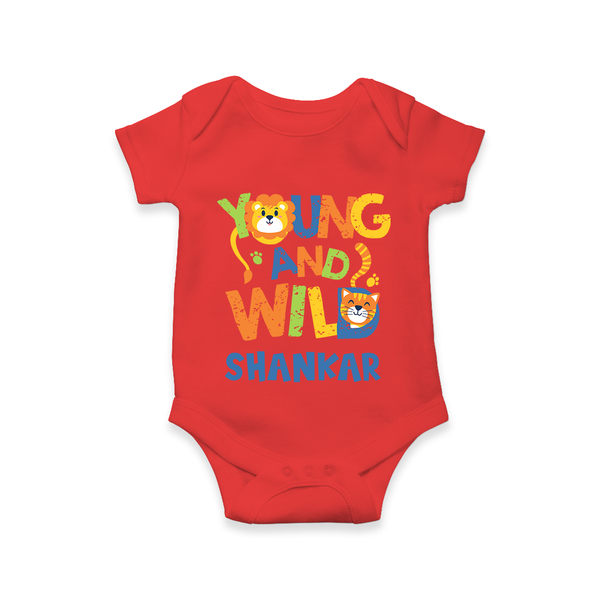 Young and Wild Romper/onesie | Personalized Baby Romper/onesie for Adventurous Kids - RED - New Born (Chest 14")