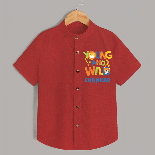 Young and Wild Shirt | Personalized Baby Shirt for Adventurous Kids - RED - 0 - 6 Months Old (Chest 23")