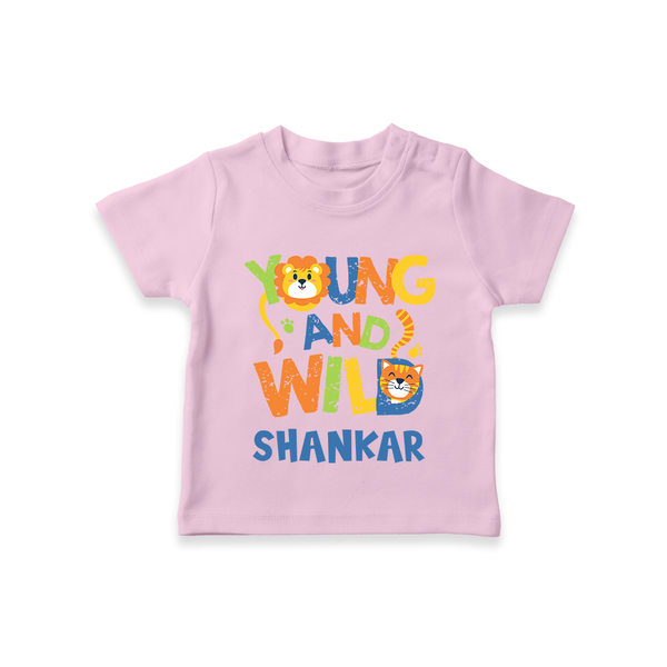 Young and Wild T-shirt | Personalized Baby T-shirt for Adventurous Kids - BABY PINK - 0-5 Months Old (Chest 17")