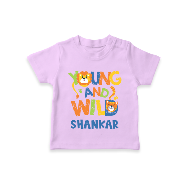 Young and Wild T-shirt | Personalized Baby T-shirt for Adventurous Kids - LILAC - 0-5 Months Old (Chest 17")