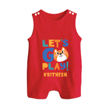 Let's Go Play Romper Suit/Sleeveless Romper | Custom Baby Romper Suit/Sleeveless Romper for Active Little Ones - RED - 0 - 5 Months Old (Chest 18")