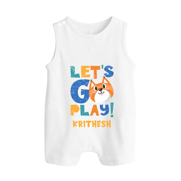 Let's Go Play Romper Suit/Sleeveless Romper | Custom Baby Romper Suit/Sleeveless Romper for Active Little Ones - WHITE - 0 - 5 Months Old (Chest 18")