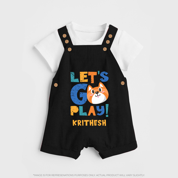 Let's Go Play Dungaree Set | Custom Baby Dungaree Set for Active Little Ones - BLACK - 0 - 5 Months Old (Chest 18")