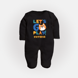 Let's Go Play Sleep Suit/Full Sleeve Body Suit | Custom Baby Sleep Suit/Full Sleeve Body Suit for Active Little Ones - BLACK - New Born (Chest 7.5")