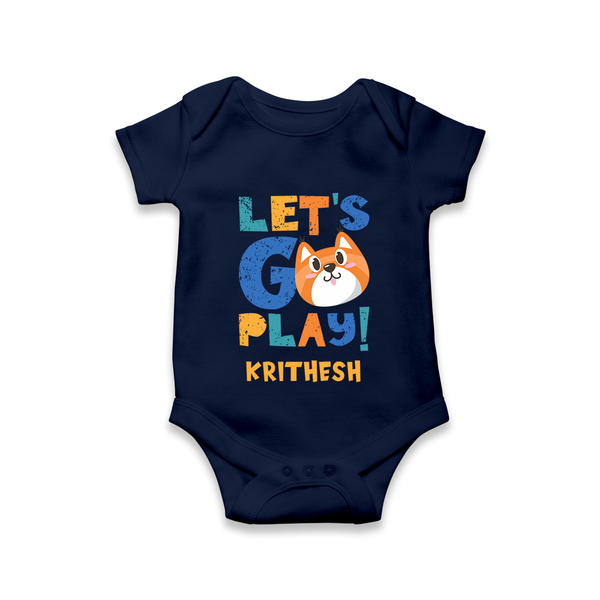 Let's Go Play Romper/onesie | Custom Baby Romper/onesie for Active Little Ones - NAVY BLUE - New Born (Chest 14")