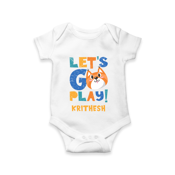 Let's Go Play Romper/onesie | Custom Baby Romper/onesie for Active Little Ones - WHITE - New Born (Chest 14")