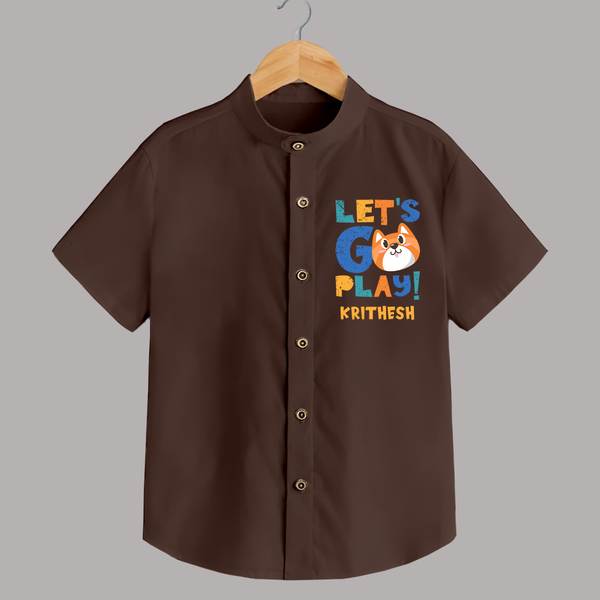 Let's Go Play Shirt | Custom Baby Shirt for Active Little Ones - CHOCOLATE BROWN - 0 - 6 Months Old (Chest 23")