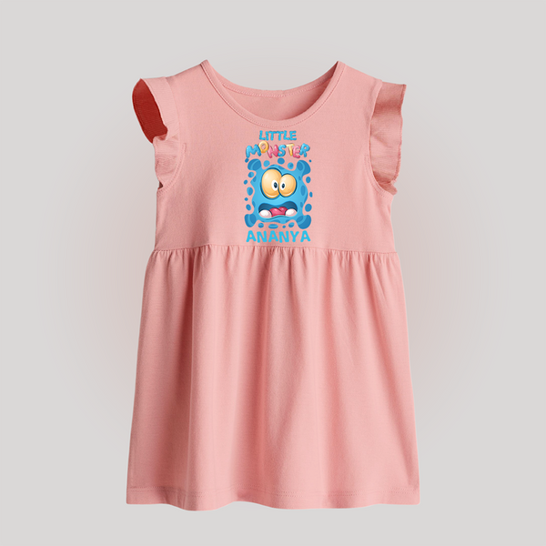 Little Monster Baby Frock | Personalized Baby Frock for Playful Kids - BABY PINK - 0 - 3 Months Old (Chest 17")