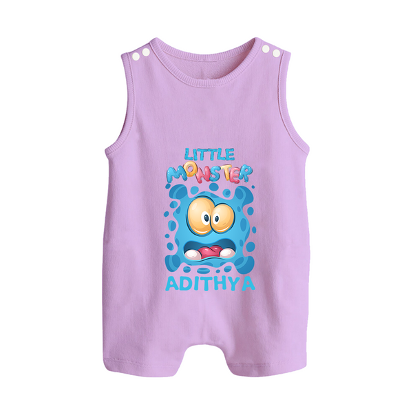 Little Monster Romper Suit/Sleeveless Romper | Personalized Baby Romper Suit/Sleeveless Romper for Playful Kids - LILAC - 0 - 5 Months Old (Chest 18")