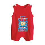 Little Monster Romper Suit/Sleeveless Romper | Personalized Baby Romper Suit/Sleeveless Romper for Playful Kids - RED - 0 - 5 Months Old (Chest 18")
