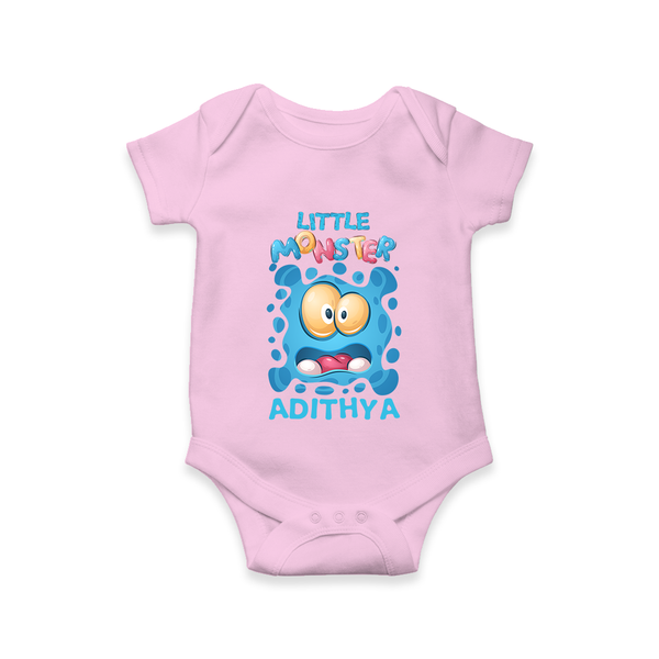 Little Monster Romper/onesie | Personalized Baby Romper/onesie for Playful Kids - BABY PINK - New Born (Chest 14")
