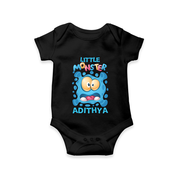 Little Monster Romper/onesie | Personalized Baby Romper/onesie for Playful Kids - BLACK - New Born (Chest 14")