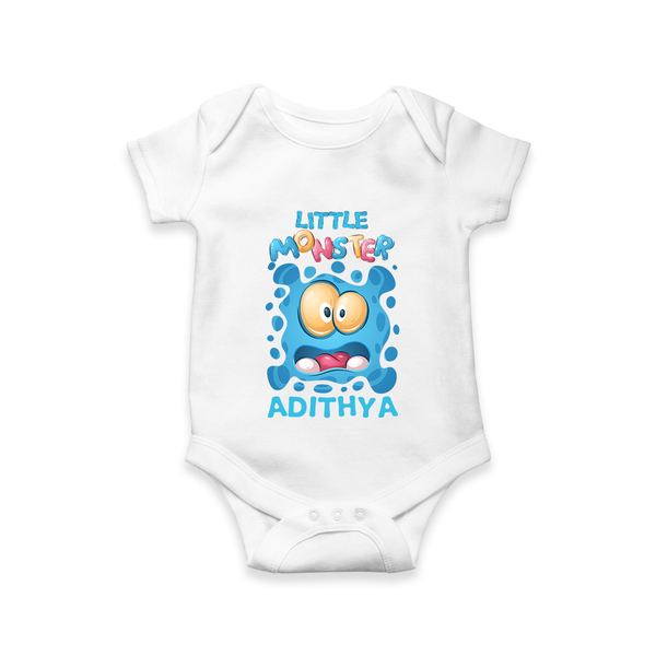 Little Monster Romper/onesie | Personalized Baby Romper/onesie for Playful Kids - WHITE - New Born (Chest 14")