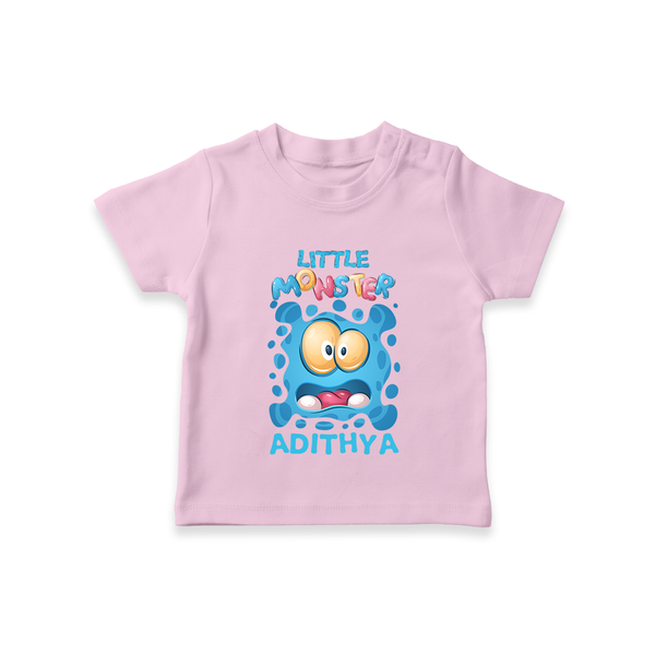 Little Monster T-shirt | Personalized Baby T-shirt for Playful Kids - BABY PINK - 0-5 Months Old (Chest 17")