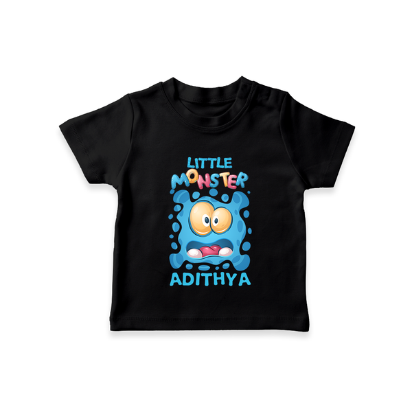 Little Monster T-shirt | Personalized Baby T-shirt for Playful Kids - BLACK - 0-5 Months Old (Chest 17")