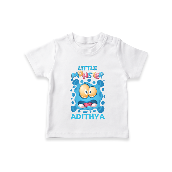 Little Monster T-shirt | Personalized Baby T-shirt for Playful Kids - WHITE - 0-5 Months Old (Chest 17")