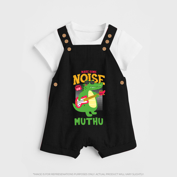 Make Some Noise Dungaree Set | Custom Baby Dungaree Set for Loud Little Ones - BLACK - 0 - 5 Months Old (Chest 18")